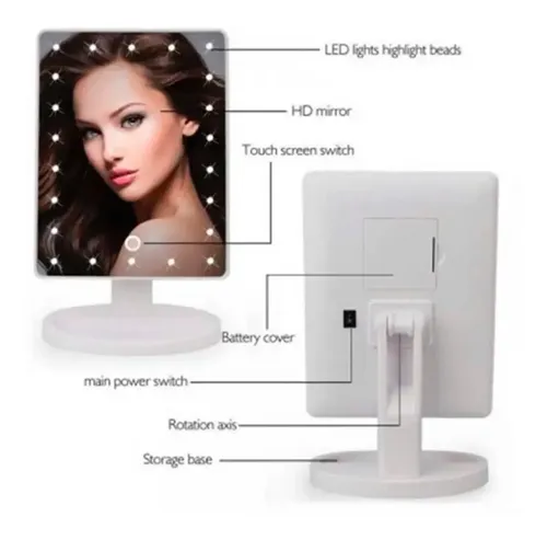 Espejo Para Maquillaje Luces Led Giratorio Touch Screen
