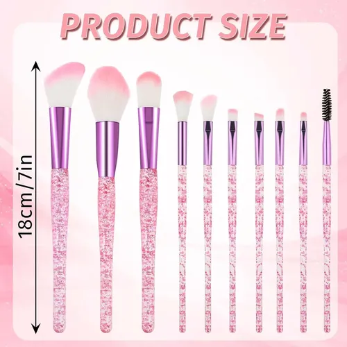 Juego De Brochas De Maquillaje De Cristal Brillante, 10 Unid