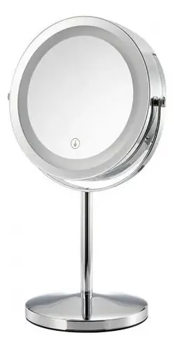 Espejo Maquillaje Pie Profesional Luz Led Aumento X7 Cromado
