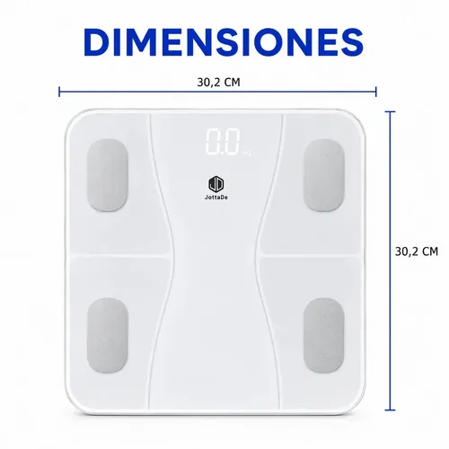 Balanza Digital Bluetooth Personal De Baño 180 Kg Bioimpedancia 4 electrodos Vidrio Medidor de Grasa Corporal y Masa Muscular Color Blanco