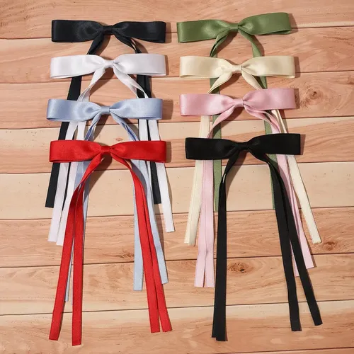 // . 8 Pcs Para El Pelo Con Borla Y Lazo Con Cola Larga. .