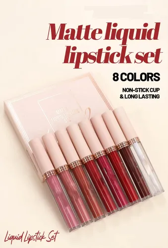 Set De 8 Lápices Labiales Líquidos Mate Mate Que No Se Decol