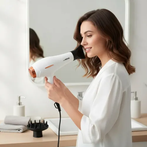 Secador De Pelo New Nova Frio Calor Difusor Y Boquilla 2 Vel