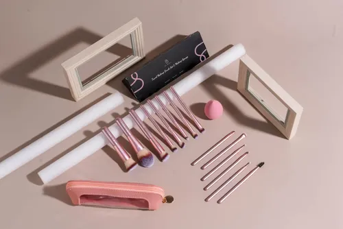 Set De Brochas De Maquillaje Bs-mall 15 Unidades Rosa Dorado