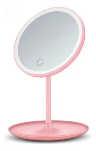 Espejo Redondo De Maquillaje 3 Modos Luces Led Con Base