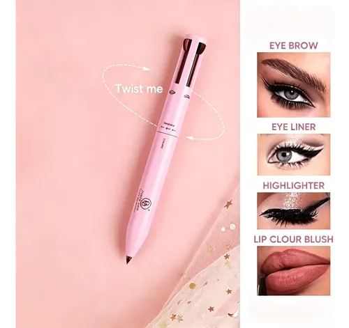 Bolígrafo Lapiz De Maquillaje 4 En 1 Cejas Ojos Labios