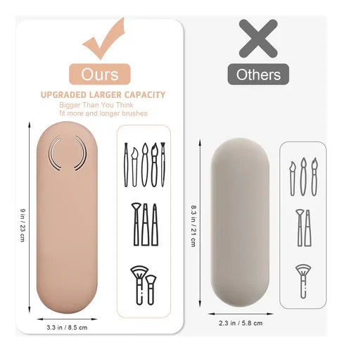 Bolsa De Maquillaje De Silicona Con 2 Soportes Para Brochas