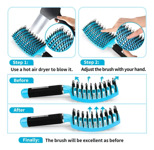 Set De 2 Cepillos Para El Cabello Hippih Con Cerdas De Jabal
