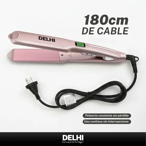 Plancha De Pelo 6 Niveles Cerámica Delhi 40w Cabello Seco Rosa