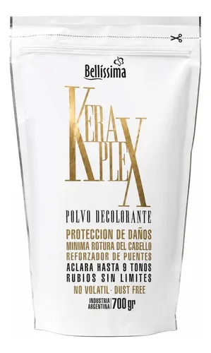 Polvo Decolorante Bellisima Keraplex 700 Gr. Aclara 9 Tonos