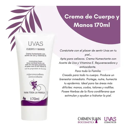 Crema De Cuerpo Y Manos 170ml X 4 Unidades Uvas Cosméticos