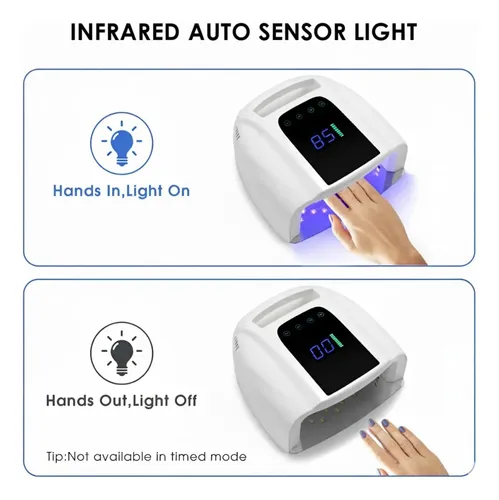 Lámpara Uv Led Para Uñas 96w Blanca Recargable