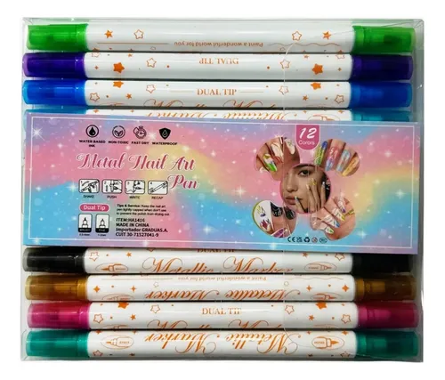 Set X12 Marcadores Para Uñas Decoración Líner Pincel Fibra