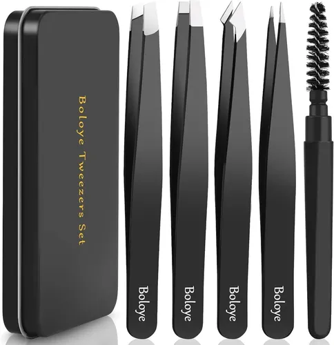 Juego De Pinzas, 4 Pinzas Para Cejas Y Un Cepillo Para Cejas