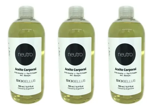 3 Aceites Corporal Para Masajes Neutro Biobellus 500 Ml Fragancia Neutra