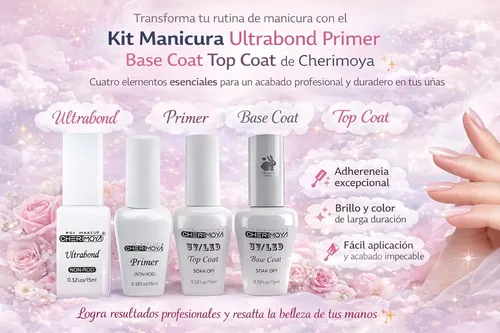 Kit Manicura Ultrabond Primer Base Coat Top Coat Cherimoya