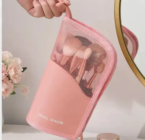 Porta Brochas De Maquillaje Organizador Viaje Cartuchera Ver Color Rosa