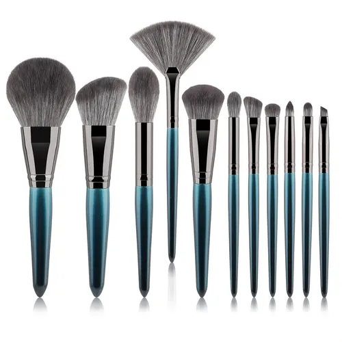 Set De 11 Brochas De Maquillaje Con Forma De Nube Verde