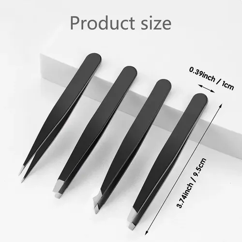 Kit 7pzs Pinzas Para Cejas Profesionales Con Tijera Black