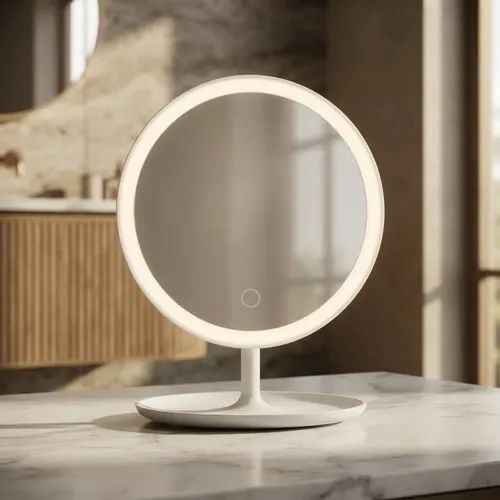 Espejo De Maquillaje Plegable Portátil Blanco Led Táctil