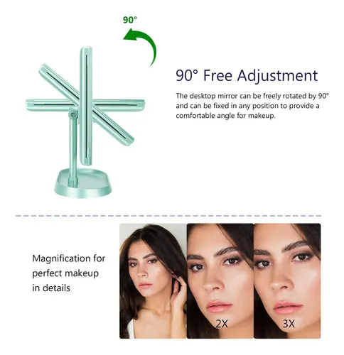 Espejo De Maquillaje Deweisn Trifold Con Luz Led Verde