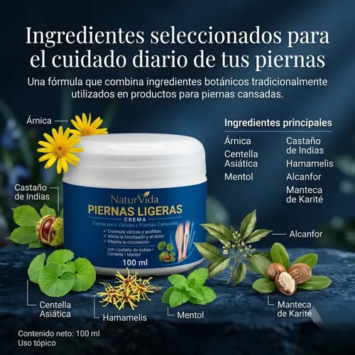 Crema Piernas Cansadas Naturvida Várices Castaño 100ml