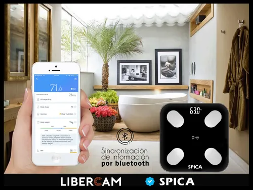 Balanza De Baño Bluetooth Personal 180k Spica Lbal-60 Vidrio