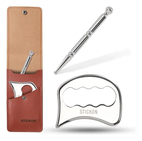 Masajeador Stickon 2 En 1 De Acero Inoxidable Con Bolígrafo