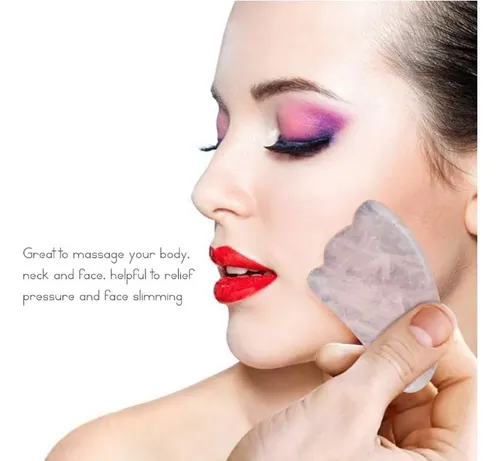 Set De Masaje Facial Jade Roller Y Gua Sha Stone Rosa Chicle