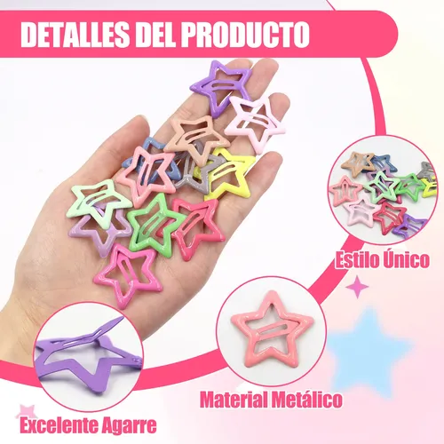 We 50 Horquillas Estrella Cabello Forma Multicolor Zx