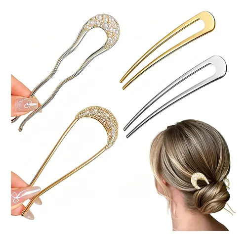 4 Pcs Francés Palillos Cabello Accesorio Cabello Mujer De U