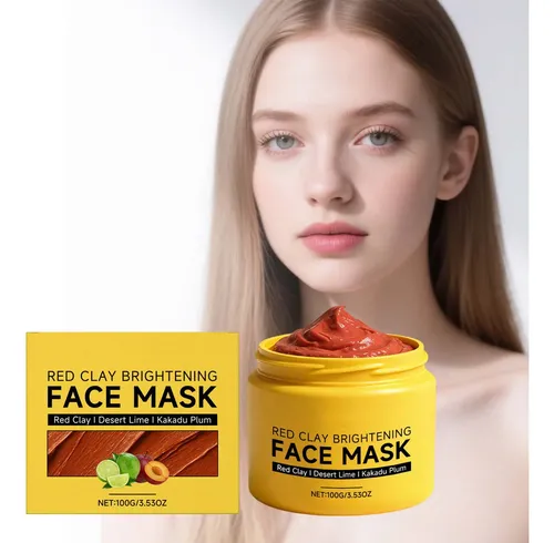 La Máscara Facial Iluminadora De Barro Rojo Mejora La Opacid