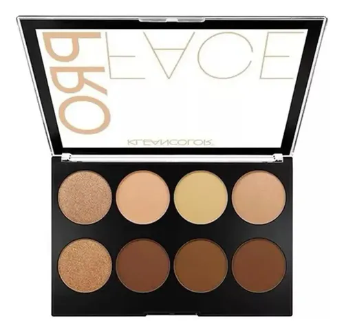 Paleta Iluminador Contorno Polvo KleanColor Pro Face 8 Tonos Vegan