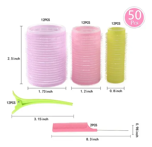 M Ruleros Plásticos Para Cabello, 50 Unidades Mm