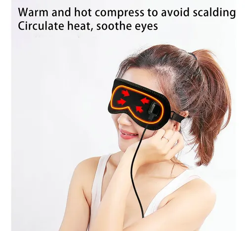 Antifaz De Ojos Con Compresión Caliente, Eléctrico, Negro Black