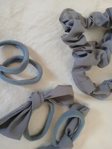 Combo Accesorios Para El Pelo Escolar Moda Nenas Color Gris Liso