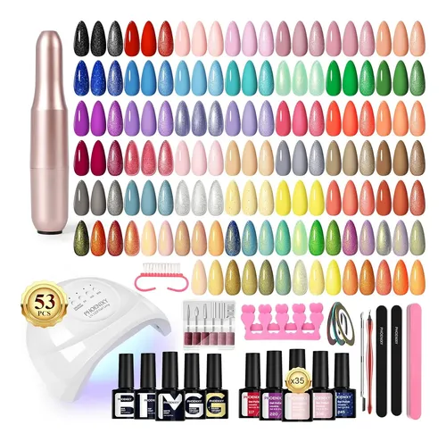 Kit Uñas Gel 35 Colores Uv Base Top Coat Brillo Mate
