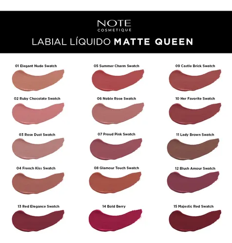 Labial Líquido Note Matte Queen Liquid Lipstick X4,5 Ml Color Bold Berry