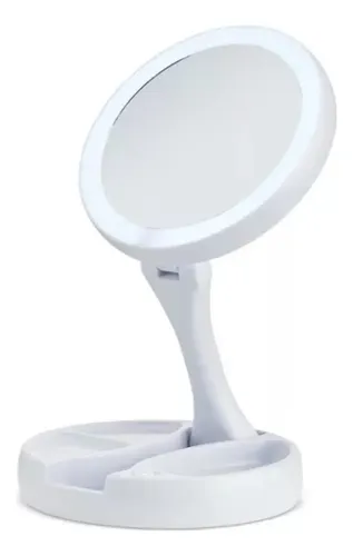 Espejo Redondo Plegable Con Luz LED USB Blanco XLS
