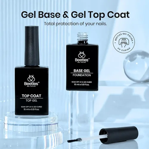 Beetles Kit Base Y Top Gel Con Deshidratante De Uñas Y