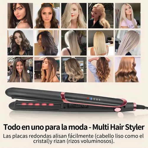Plancha Alaciadora De Cabello Cerámica 2 En 1 Profesional