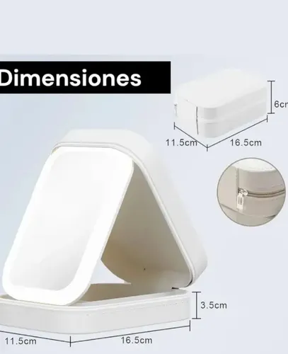 Espejo Luz Led Maquillaje Porta Cosmeticos Recargable Touch