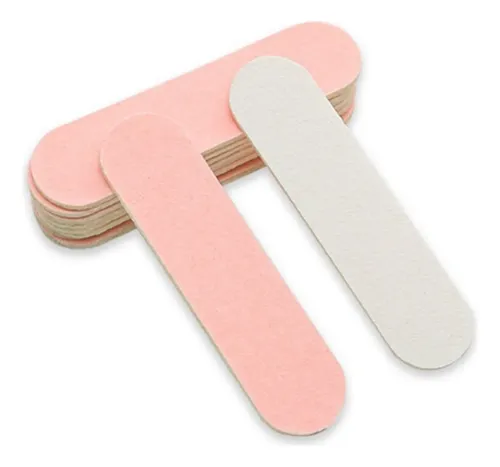 Pack 100 Limas Desechables Uñas Madera Rosa Blanco