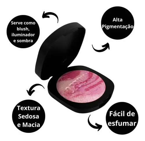 Rubor multifuncional Ruby Rose, obsidiana con 4 tonos de maquillaje Afrodita de Milos