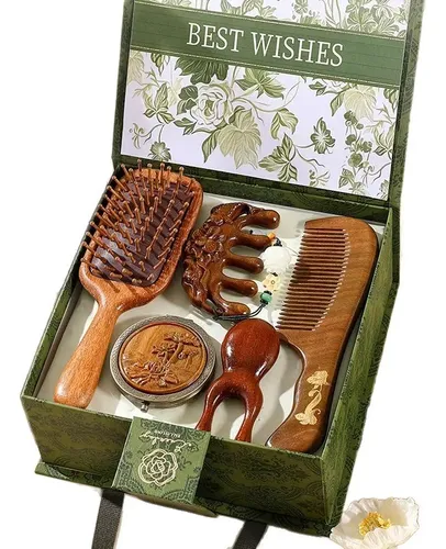 Set De Cuidado Capilar De Madera 5 Piezas | Regalo Especial