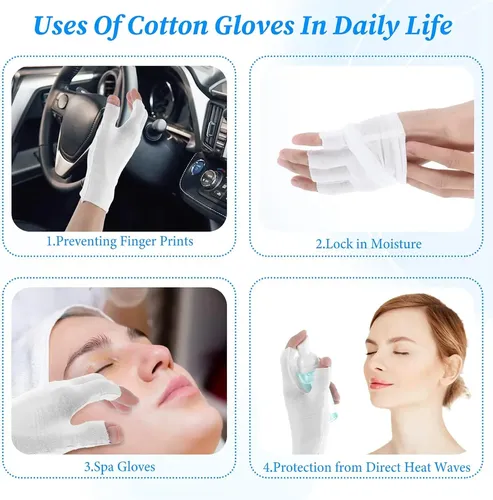 Guantes Sin Dedos Blancos De Algodón Para Piel Seca Y Eczem