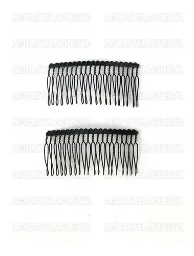 10 Peinetas De Metal Color Negro Lisas