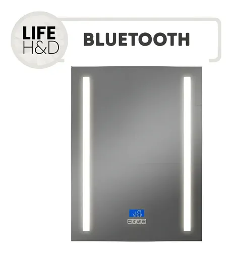 Espejo Rectangular Luz Led Desempañador Baño 80×60 Bluetooth