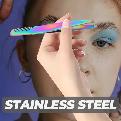 Pinzas De Cejas De Acero Inoxidable Con Punta Inclinada, 4 U