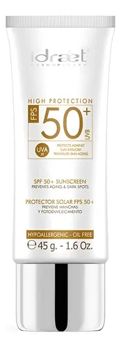 Protector Solar Factor 50 Piel Seca Sin Color 45 G Idraet